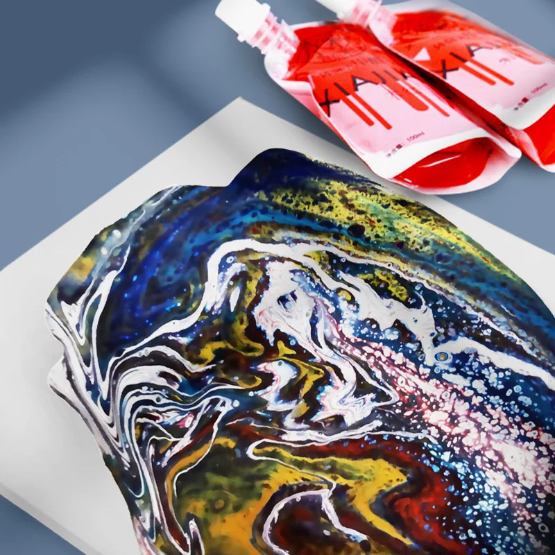 100ml/300ml/1pcs Art student hand-painted acrylic fluid pigment pearlescent gold silver creative painting pigment xiajiaer