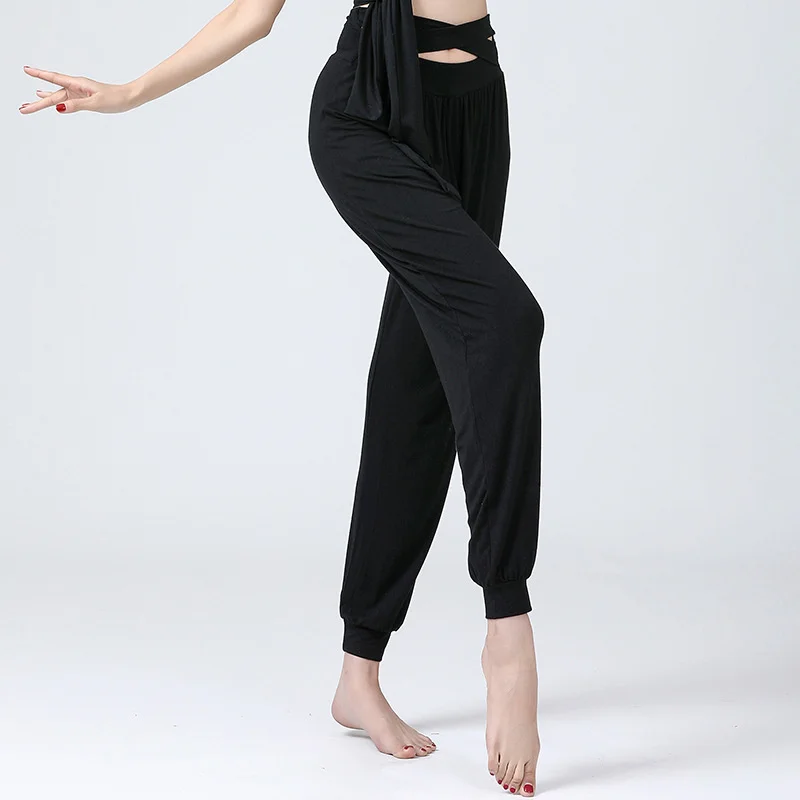 Robe d'entraînement modal pour femme, pantalon de danse latine, vêtements de performance, costume de salle de Rh, pratique du yoga, fjFor