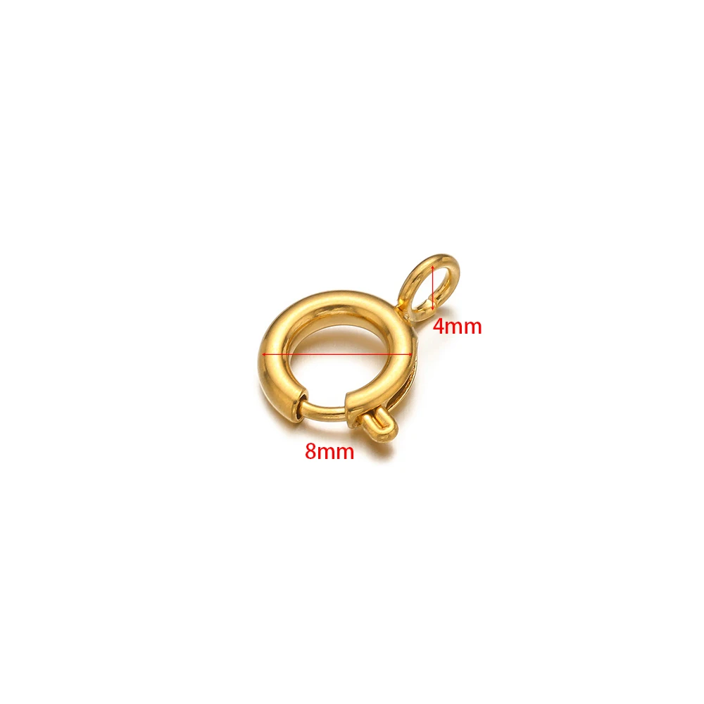 10 Stück 18 Karat Gold Edelstahl Runde Klaue Federhaken Schnalle Karabinerverschluss für DIY Armband Halskette Schmuckherstellung Großhandel