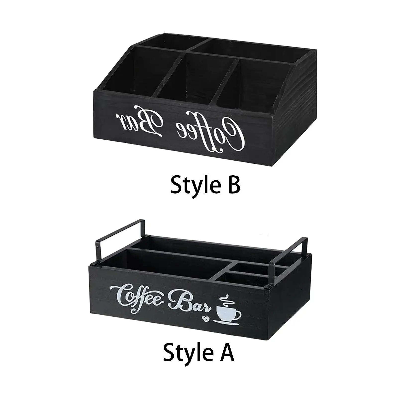 Coffee Station Organizer for Counter Coffee Bar Decor Farmhouse Rustic Storage Basket Coffee Accessories Organizer for Office