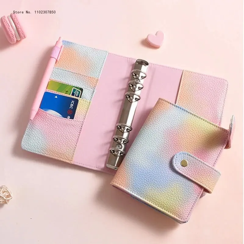 New 6 Hole Binder Pockets Plastic Binder Zipper Money Saving Envelope A7 Binder Budget Planner Notebook Covers Folder Colored