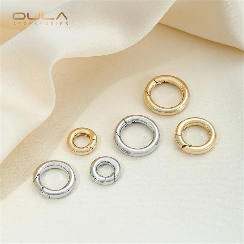 

1pcs 14K Copper-clad True Gold Smooth Surface Universal Spring Ring Buckle Handmade Diy Bracelet Necklace Accessory Connection