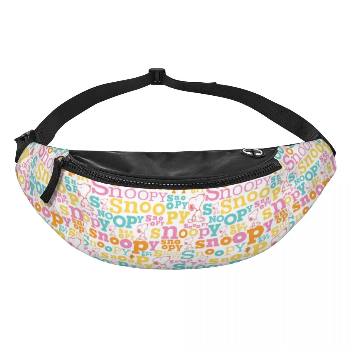 Custom S-Snoopys Pastel Text Pattern Fanny Pack for Men Women Fashion Dog Crossbody Waist Bag Traveling Phone Money Pouch