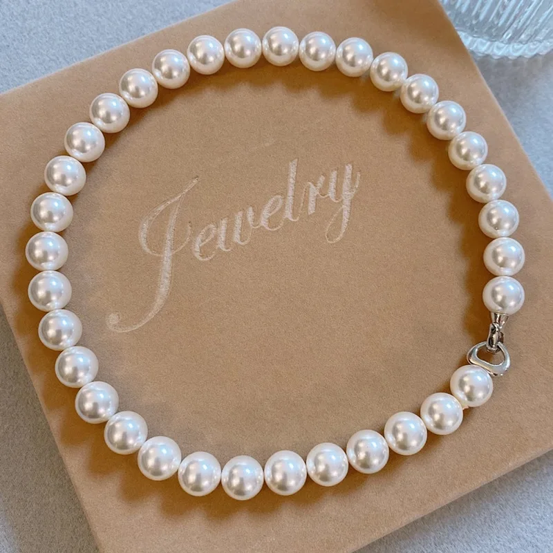 Australian White Pearl Necklace, Female Ni Ni, Same Style Strong Light Luxury Hong Kong Style High Grade Collar Chain Jewelry Gi