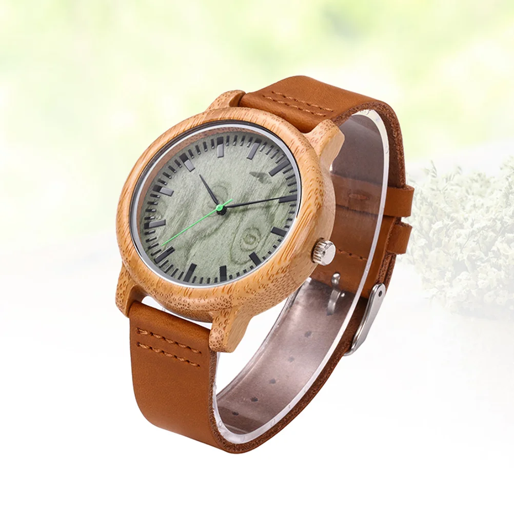 Wood Watch for Men Men's Watches Quartz Glass Bamboo Movement Wristwatch Miss Man