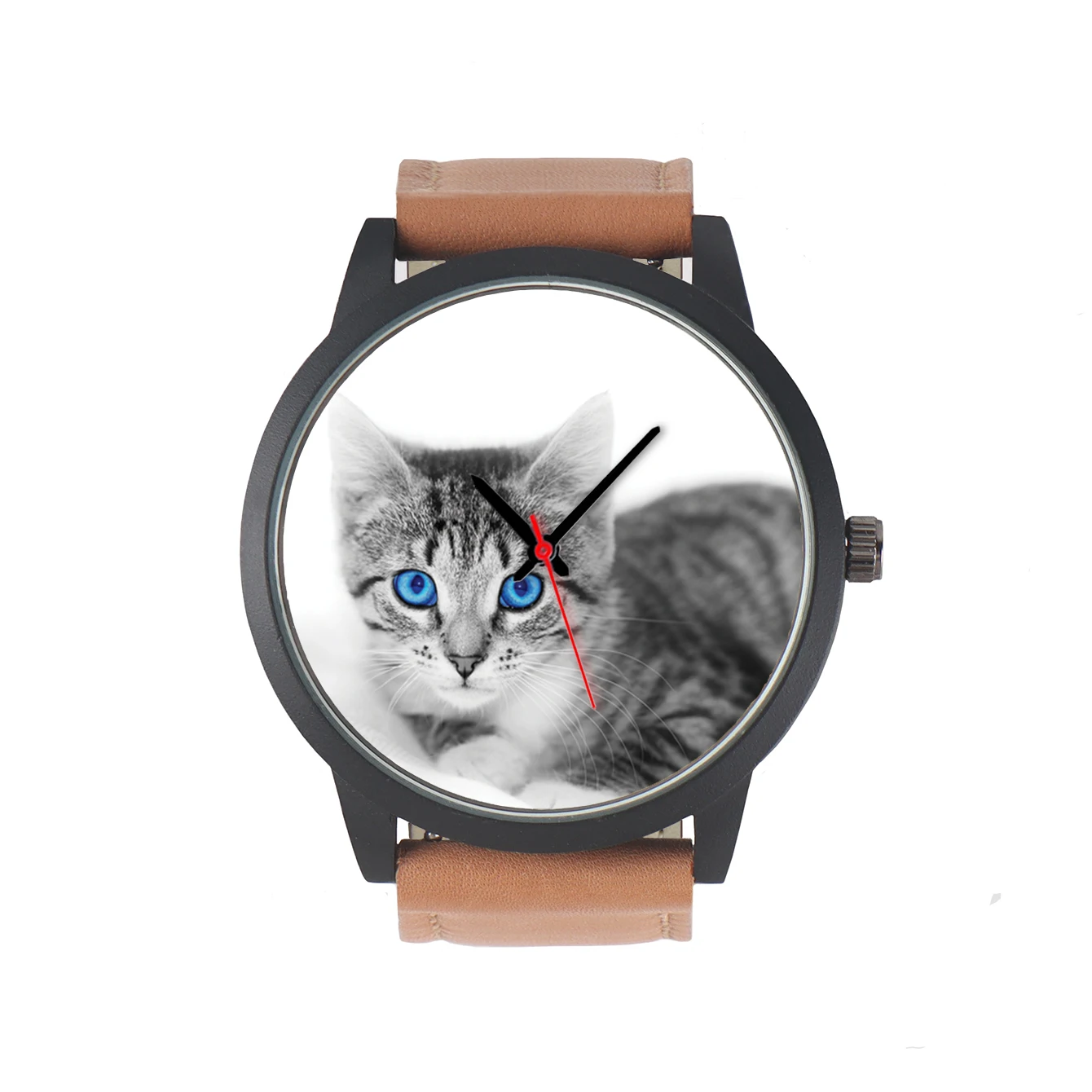 Customize Pattern Quartz Wrist Watch Men's 3Hands Pet Cat Design Gifts For Friend Kids Mom