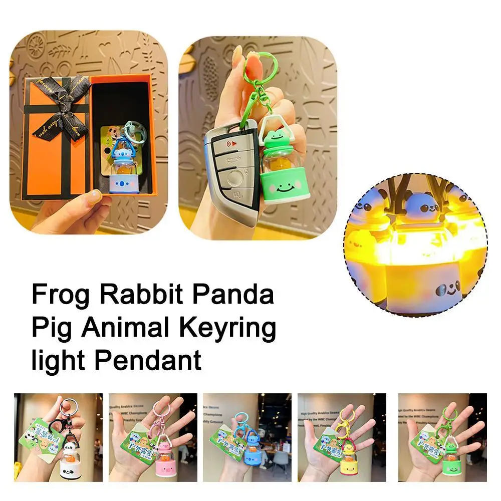 Kreative niedliche Outdoor-Camping Licht Auto Schlüssel anhänger Cartoon Schwein Licht Anhänger Schlüssel bund Tier blau Frauen Puppen tasche Bär Frosch g t0x7