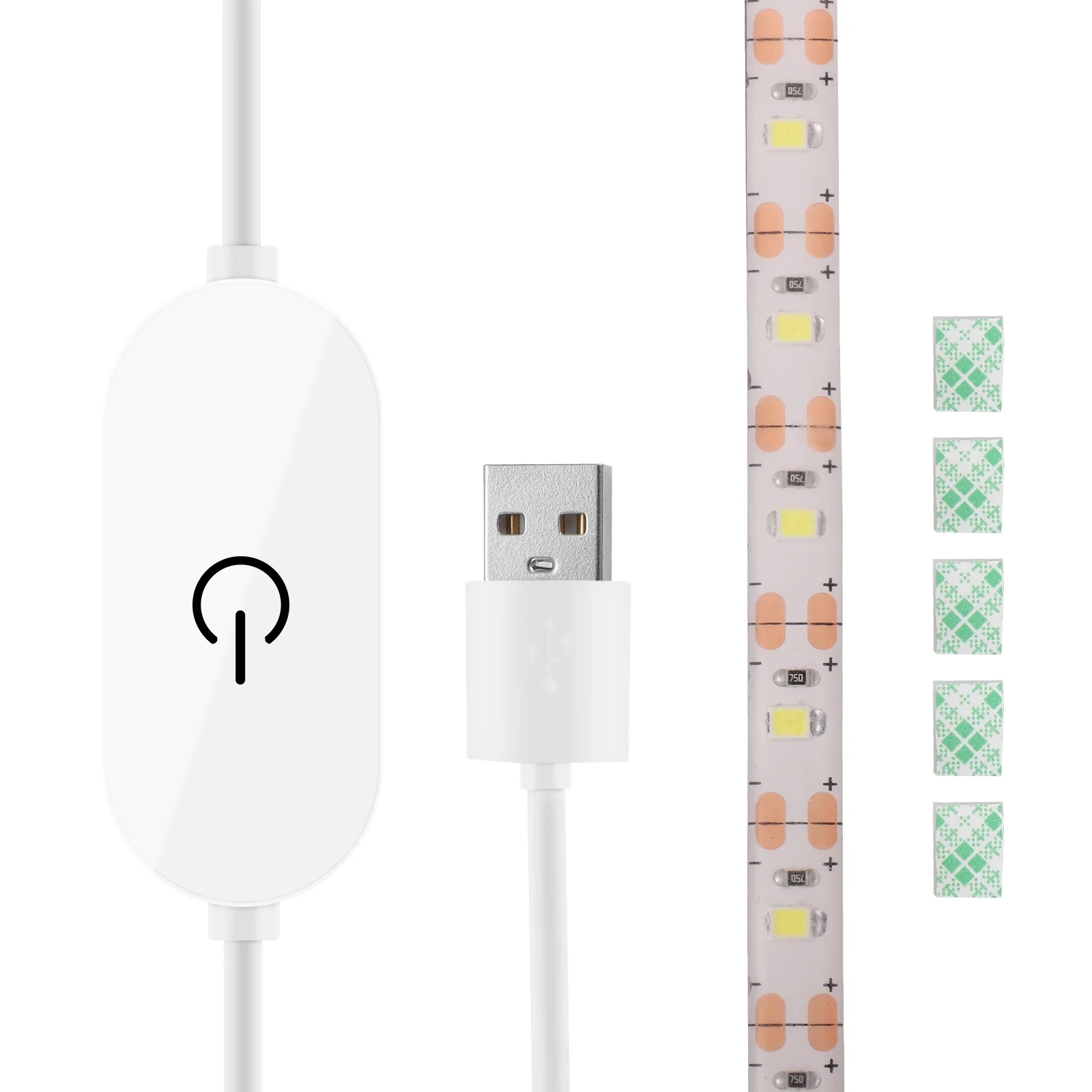 شريط إضاءة LED رفيع بطول 2 متر لآلة الخياطة 5 فولت USB 6500K مصباح توفير الطاقة ذاتي اللصق قابل للقطع لرف الخلفية