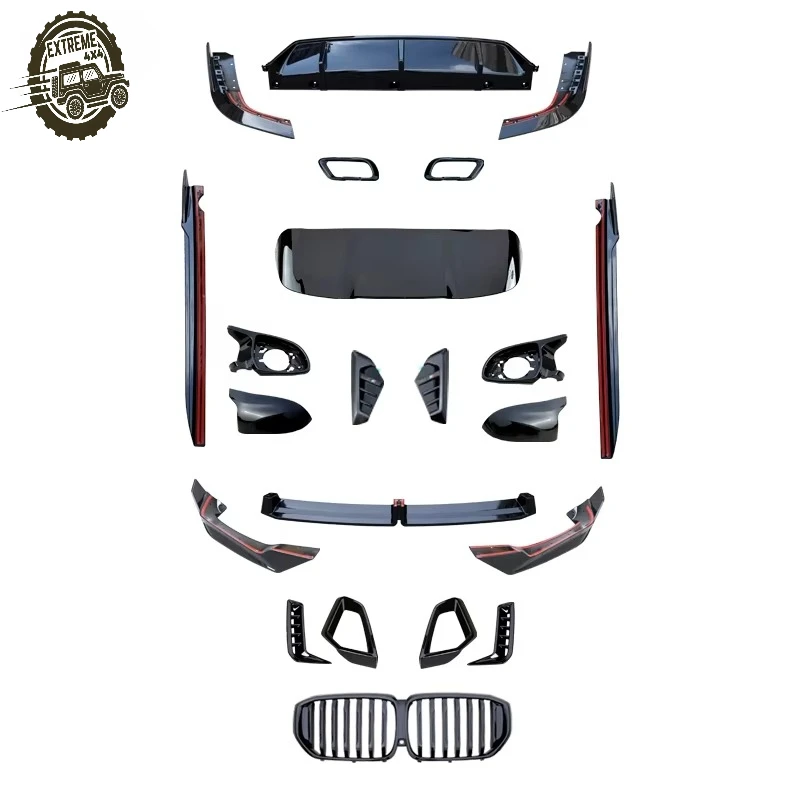 

Carleap GX Body Kit X5 G05 G18 LCI Sport Gloss Black Front Lip Side Skirt Rear Lip Diffuser Spoiler New ABS 2023+ with 3M Tape