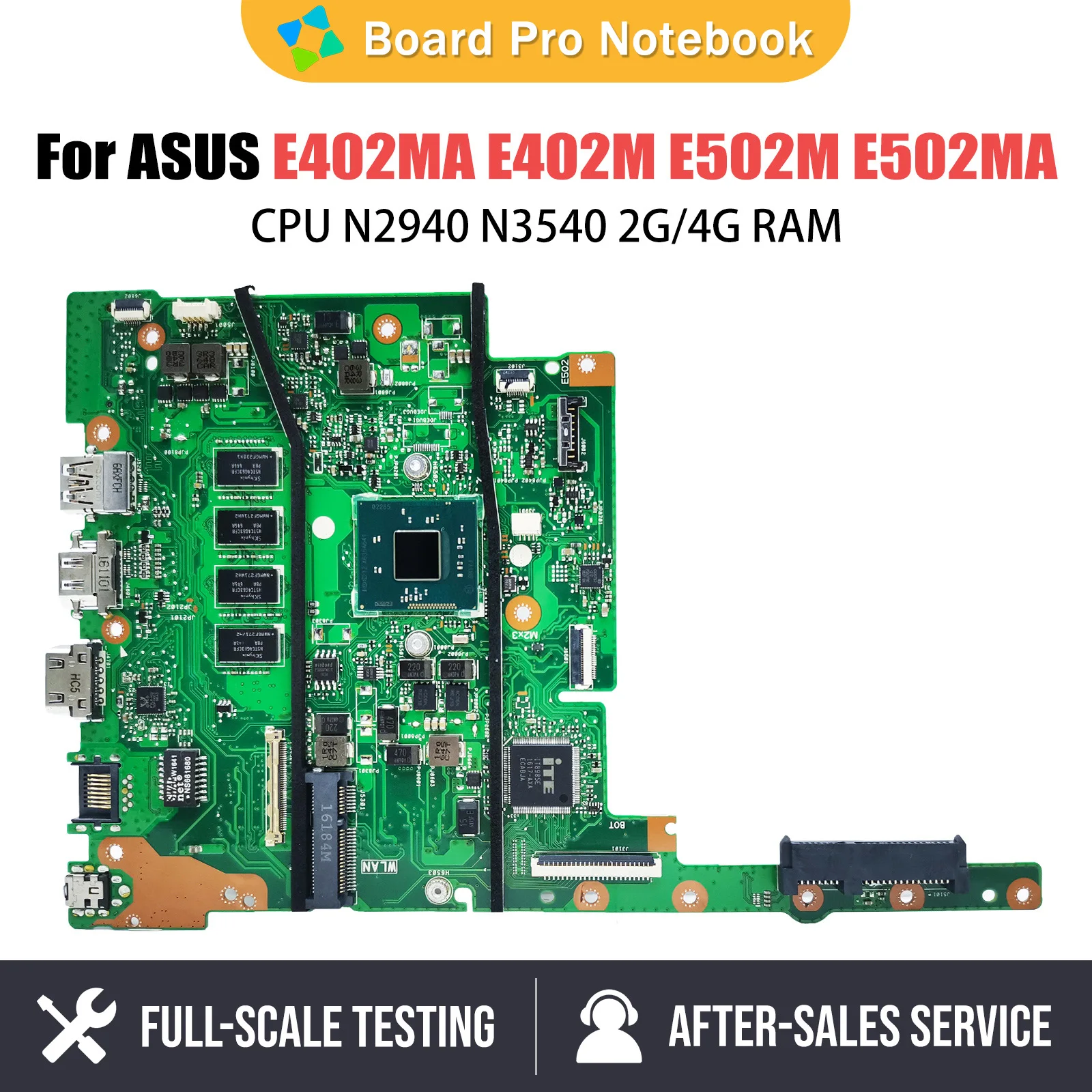 

Notebook Mainboard For ASUS E402MA F402MA X402MA F502MA X502MA L402MA L502MA Laptop Motherboard N2840 N4200 2G 4G RAM 0G SSD