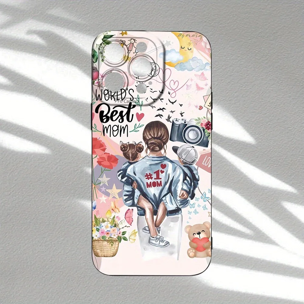 

Warm mother carrying child pattern, trend men's and women's gifts mobile phone case, suitable for iPhone16 15 14 13 12 11