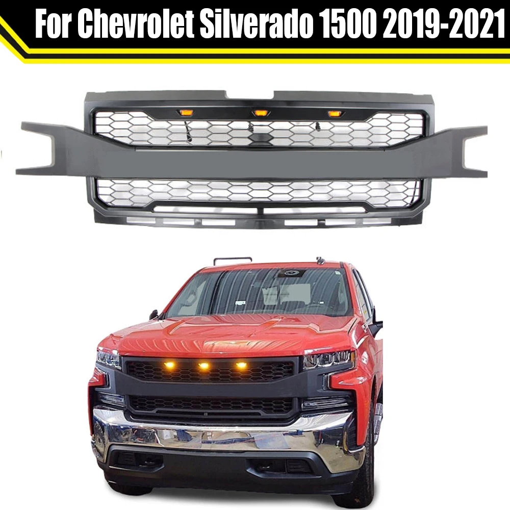 

Modified Front Bumper Grill For Chevrolet Silverado 1500 2019-2021 Exterior Racing Grills Grille Trims Meshes Grill Covers