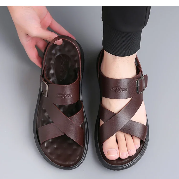Herren Sommer-Freizeitsandalen zum Hineinschlüpfen – Bequeme, rutschfeste, strapazierfähige, weichsohlige, atmungsaktive Strandschuhe – 2380 – Detail 4