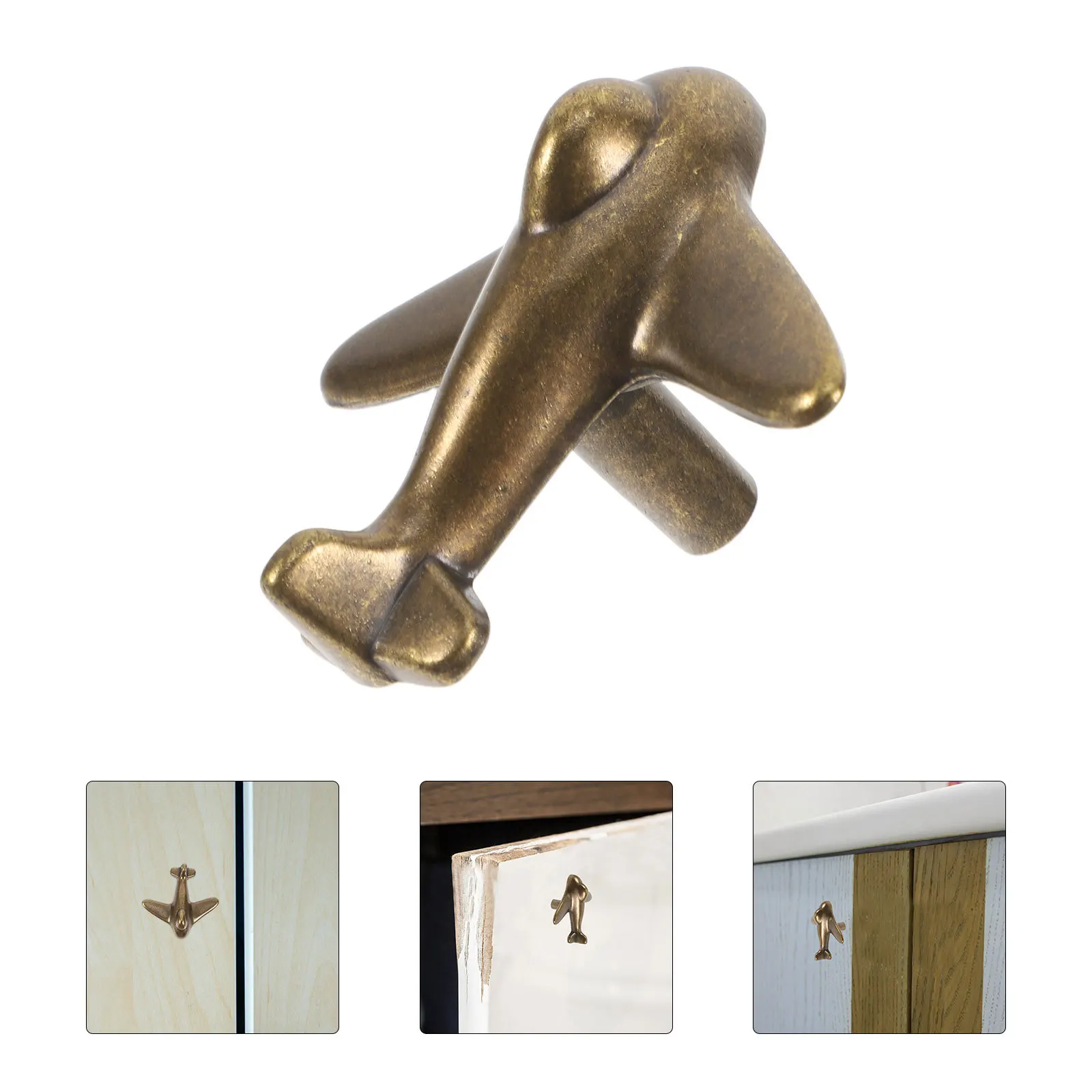 

Aircraft Shaped Bronze Metal Handle For Kids Wardrobe Drawer Dresser Cabinet Knob Durable Zinc Alloy Decorative Pull