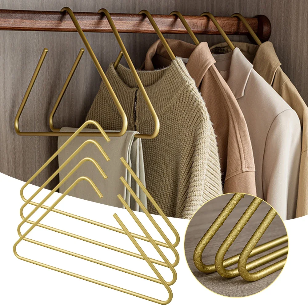 

5pcs Triangle Clothes Hangers Solid Aluminum Metal Hangers for Coat Trousers Scarf Drying Rack Storage Racks Wardrobe Organizer