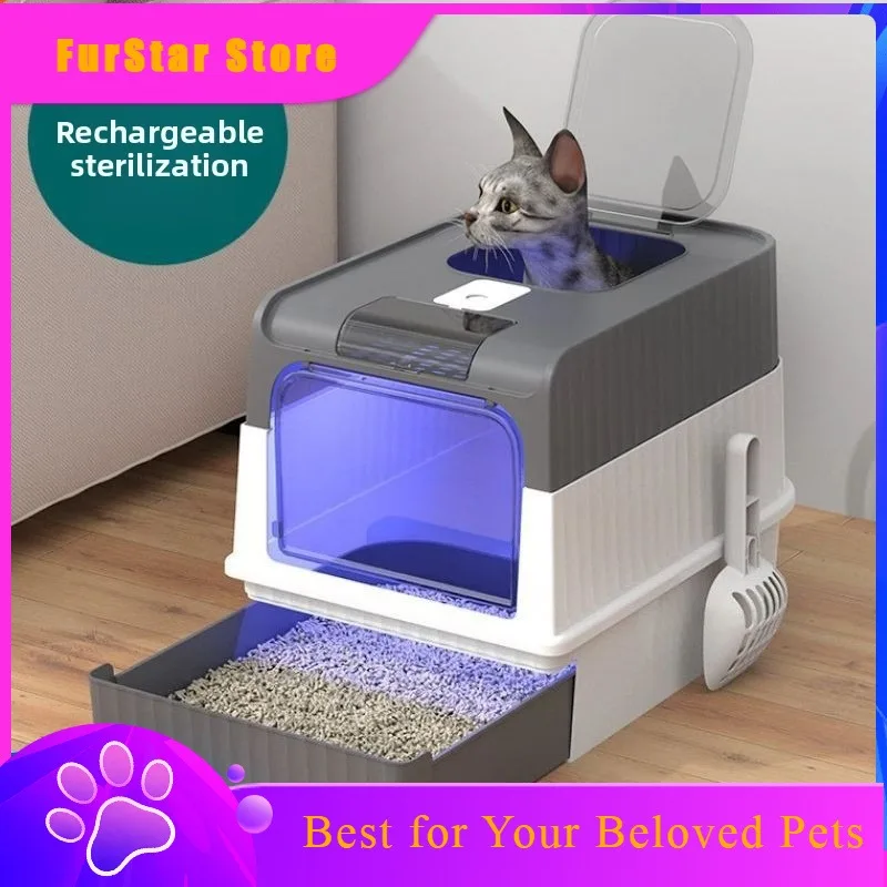 FurStarCat Litter Box Oversized Drawer Type Rechargeable Sterilization Deodorant Pet Fully Enclosed Cat Toilet Cat Litter Box Sp