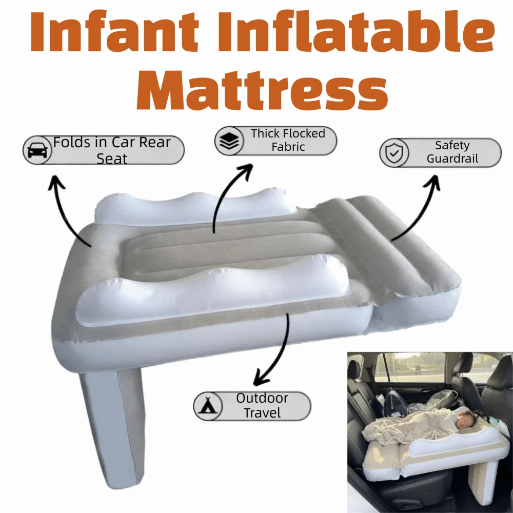 PVC Material Airplane Bed Inflatable Sleeping Cushion Kids Travel Bed Hold Up To 88LBS Heavy Duty Air Bed Seat Extender