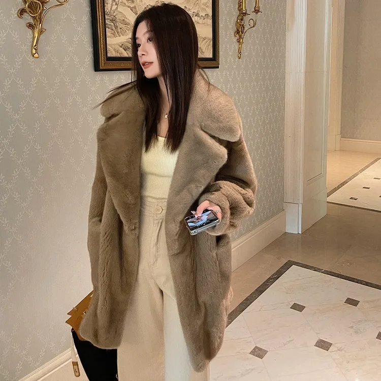 2023 New Autumn/Winter Thick Warm Fashion Fur Coat Women's Big Collar Temperament Artificial Fur mink Coat