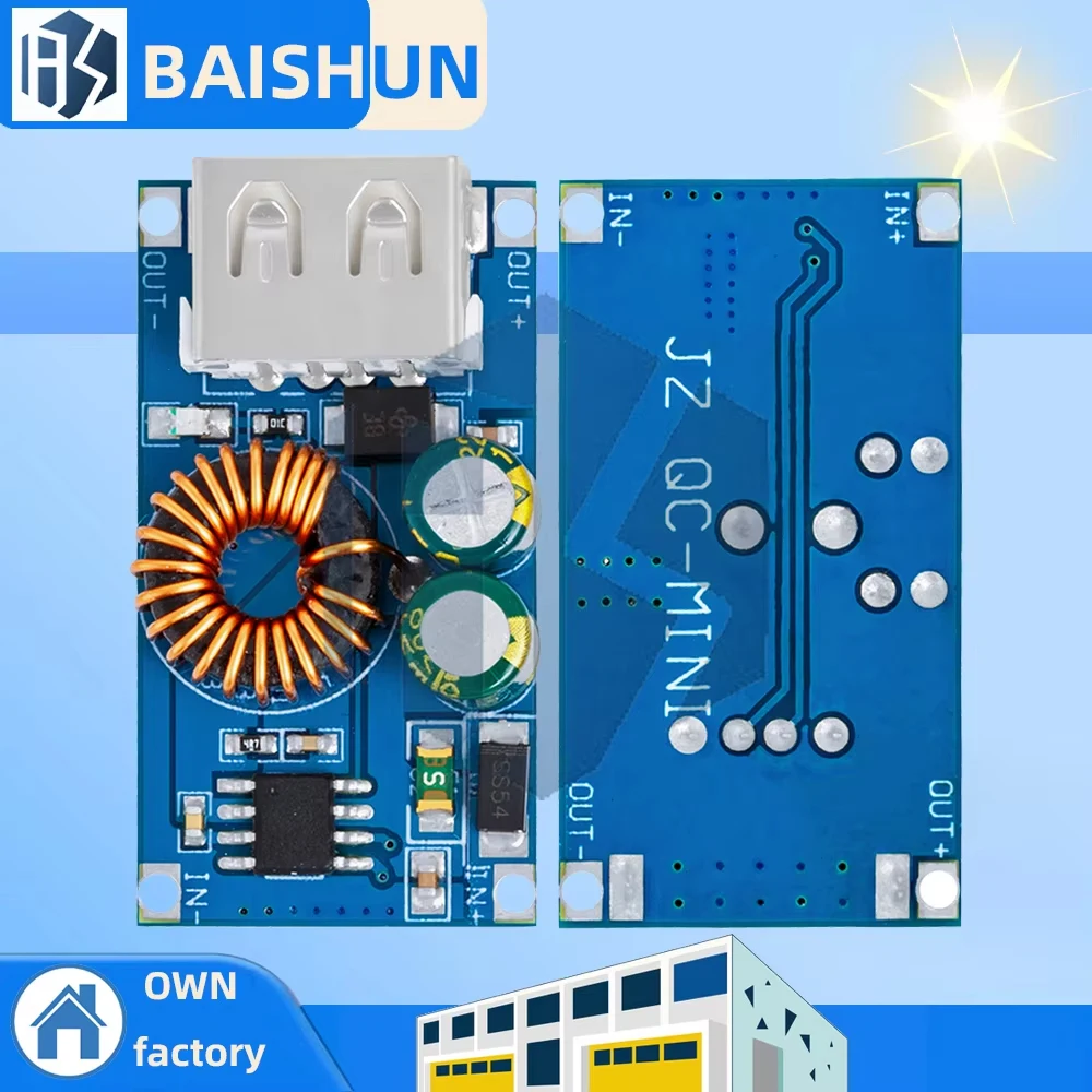 ‌12V/24V to USB-C Fast Charger Module – QC3.0/FCP/SCP 18W DC-DC Converter with 5V-12V Adjustable Output | 95% High Efficiency