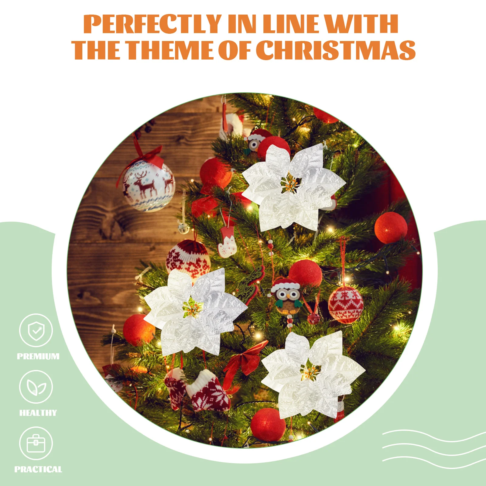 

28 Pcs Artificial Poinsettia Flowers Fake Plants Christmas Tree Bouquet Poinsettias