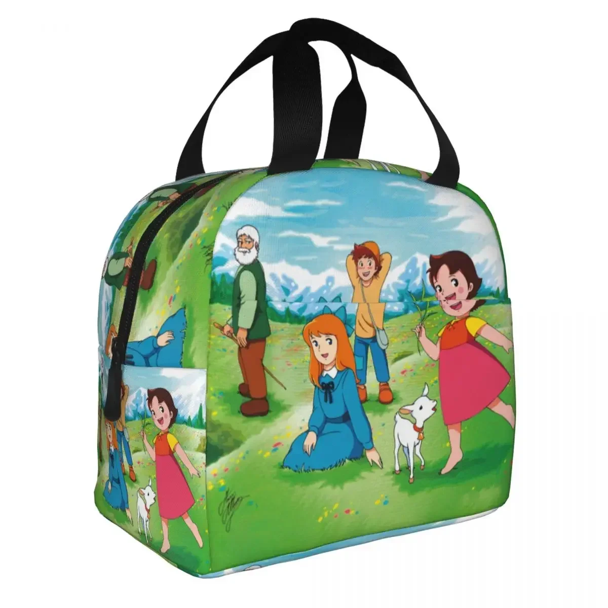 Alps Mountain Girl Happy Heidi Thermal Insulated Lunch Bag Resuable Lunch Tote Box for Kids School Children Storage Food Bags