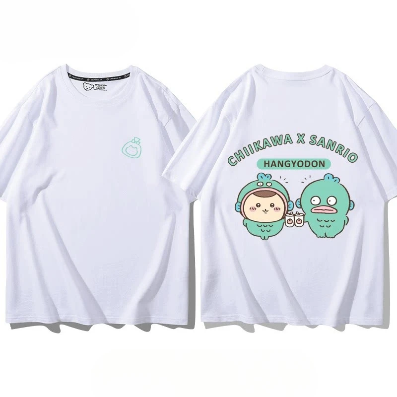 Chiikawa Usagi Hachiware Graphic T Shirt Kids Adults Cotton Loose Cute Couple Summer Short Sleeve Tops