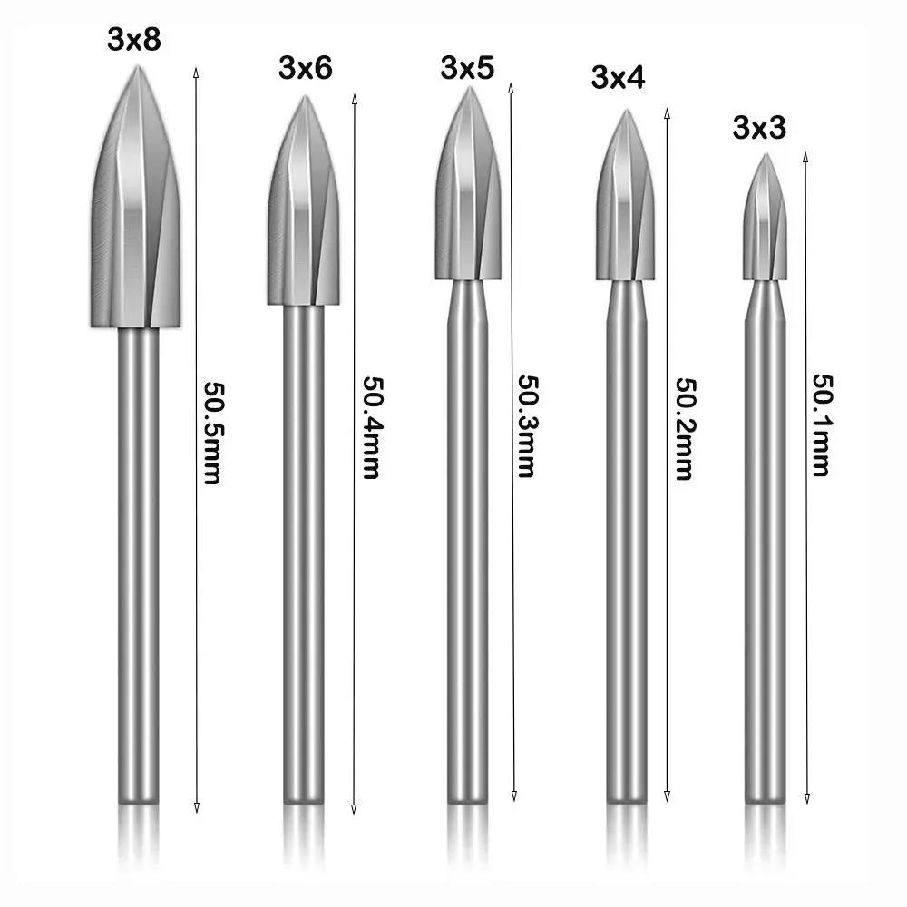 Wood Carving Engraving Drill Accessories Bit Fitment For Rotary Tools 3mm Shank Woodworking Chisel Insert Cutter Root Tool