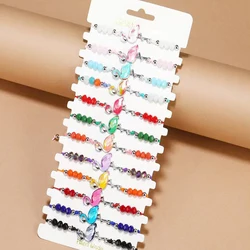 12 Pieces Cartoon Multi Color Flamingo Crystal Beaded Bracelets for Boys and Girls Adjustable Friendship Bracelets