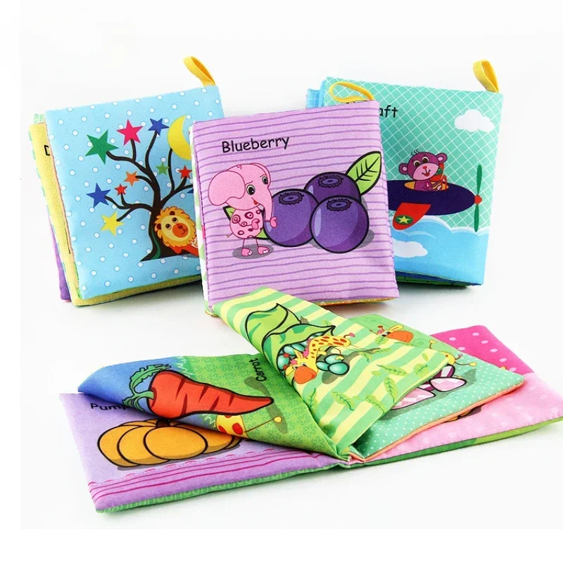 Soft Baby Books Early Education English Cognitive Palm Books Touch Feel Crinkle Paper Ringing  Sensory Cognition Baby Books