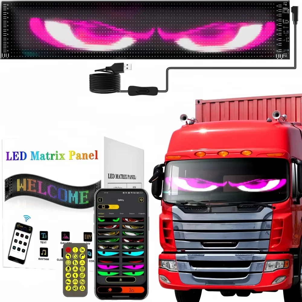 Demon Eyes Car LED Logo APP LED Matrix Pixel Panel Night Light DIY Programmable Flexible LED Display for Car Truck Accessories