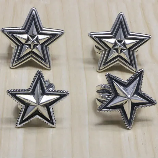 

S925 sterling silver five pointed star open ring for men's personalized and domineering punk style hip-hop retro trendy joint ri