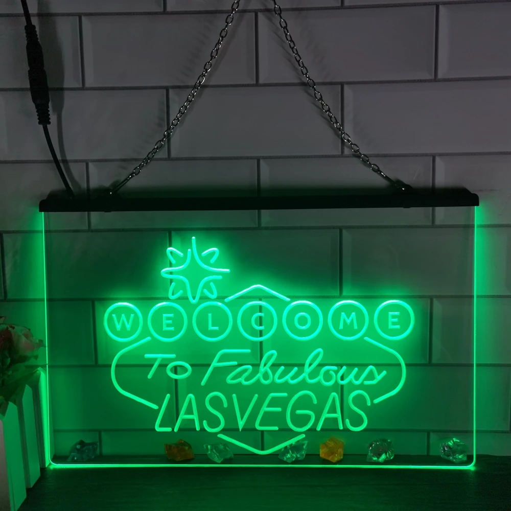 Welcome to Las Vegas Casino Beer Bar LED Neon Sign-3D Carving Wall Art for Home,Room,Bedroom,Office,Farmhouse Decor