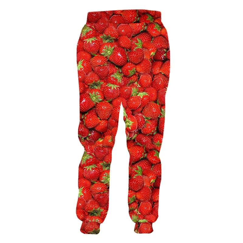 Aardbei & Oranje Fruit Collage Patroon 3D Gedrukt Mode Heren Joggers Broek Herfst Joggingbroek Unisex Casual Broek MP21