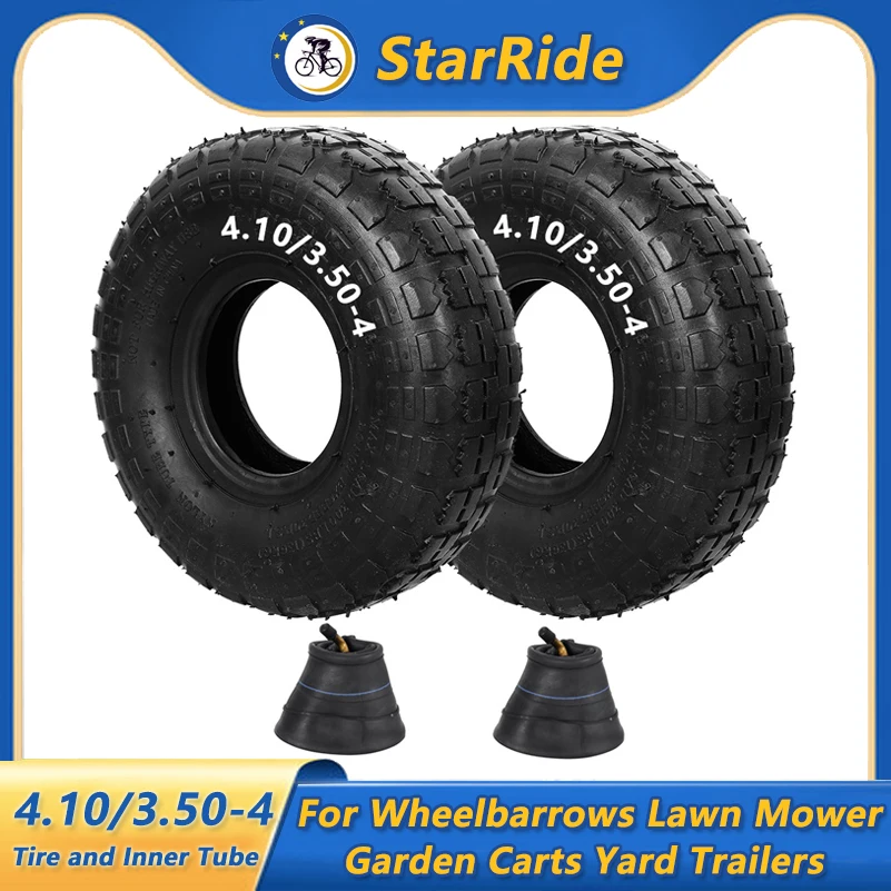 4.10/3.50-4 410/350-4 4.10-4 pneu et chambre à air pour voitures d'entrepôt roue de Scooter camion à main tondeuse à gazon dollies brouette
