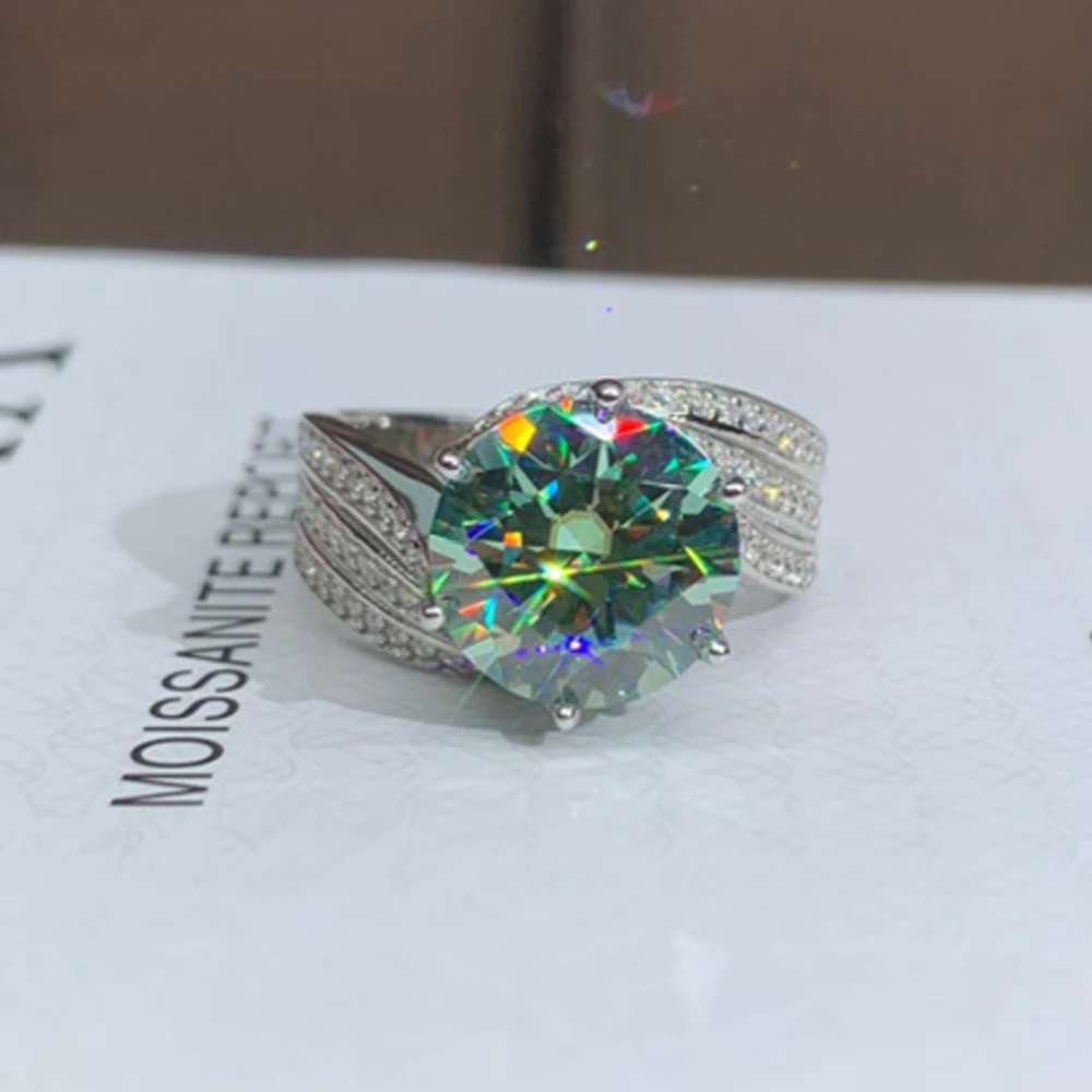 Serene Day – bague Moissanite verte 5ct, stylo de forage, diamant S925 en argent Sterling, bijoux fins pour cadeau de mariage de luxe