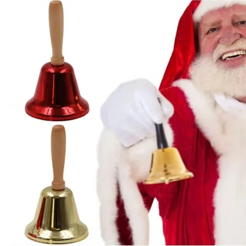 Creative Wooden Christmas Hand Bell Jingle Bells Crisp Tone Craft Decoratie Alarm Bell Handicraft Attraction Attention Supplies