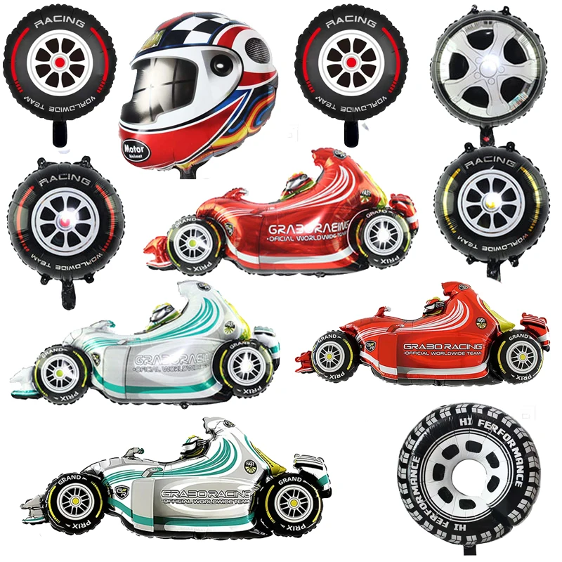 Racing Car Theme Foil Balloons Kids Boys Men Car Wheel helmet Sport Events Race Car Birthday Party Decoration Children's Toy New