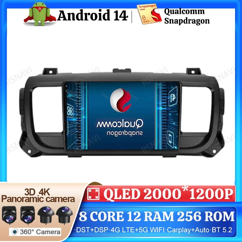 Android 14 Car Radio For Citroen Jumpy III 3 SpaceTourer 1 For Peugeot Expert 3 2016 - 2021 2DIN DVD BT 5G WIFI Multimedia GPS