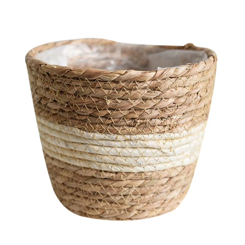 Seagrass Planter Basket Flower Pots Cover Storage Basket Plant Containers Hand Woven Basket Planter For Modern Home Decor