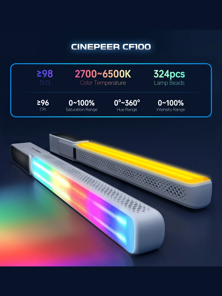 ZHIYUN CF100 CINEPEER CF100 100W RGB Handheld Stick Light LED Lights 2700K-6500K for Photo Video Streaming Photography Light