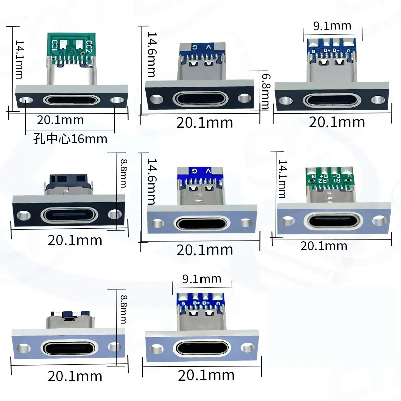 5pcs Type-C USB Jack 3.1 Type-C 2Pin 4Pin 5Pin 6Pin 3A/5A Female Connector Jack Charging Port USB 3.1 Type C Socket