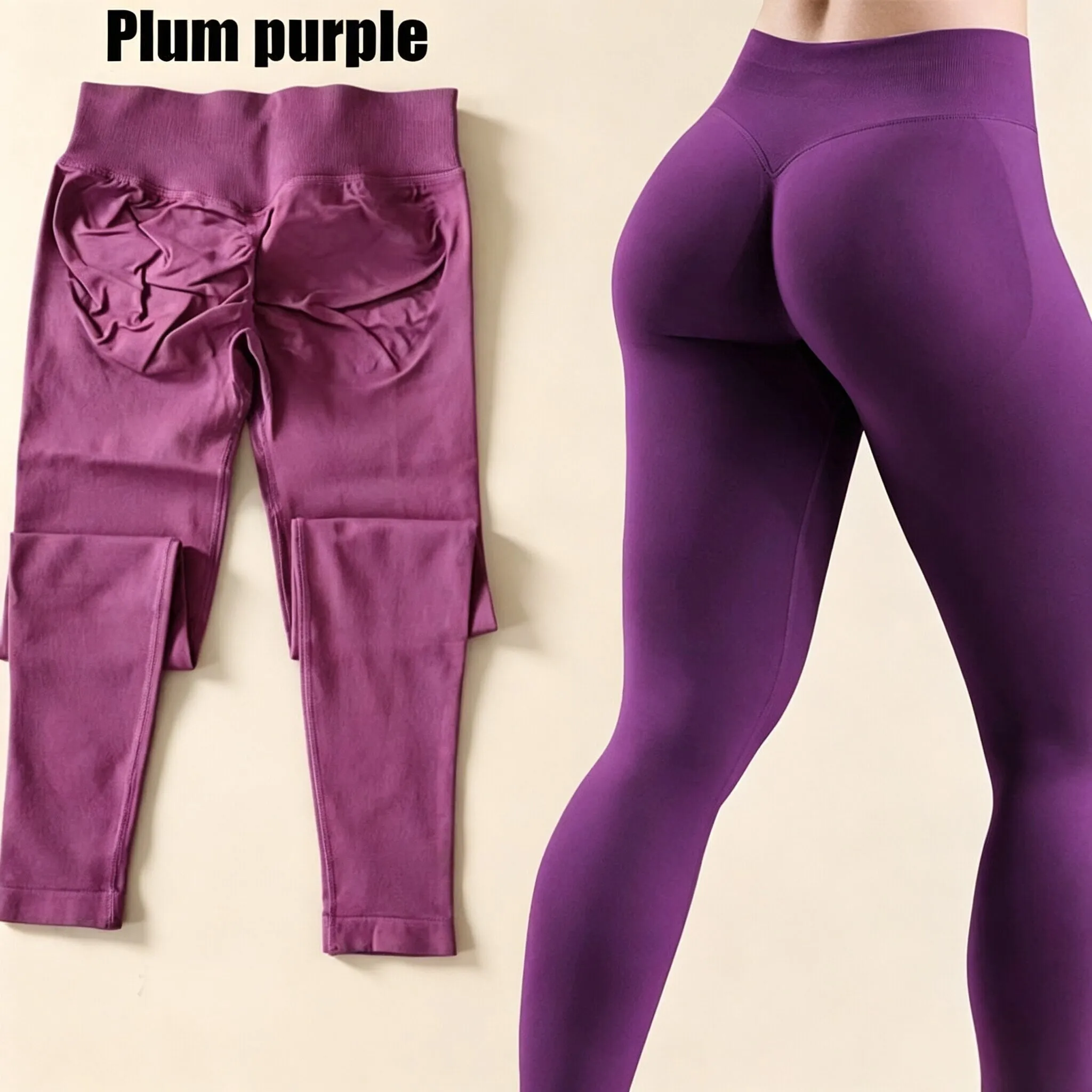 Dneyf 1D-3Y-2F Nahtlose Yoga-Leggings mit Po-Lifting-Effekt für Damen, hohe Taille, hohe Dehnbarkeit, schnelltrocknend, ideal zum Training, Laufen, für das Fitnessstudio und als lange Sporthose. – Detail 28