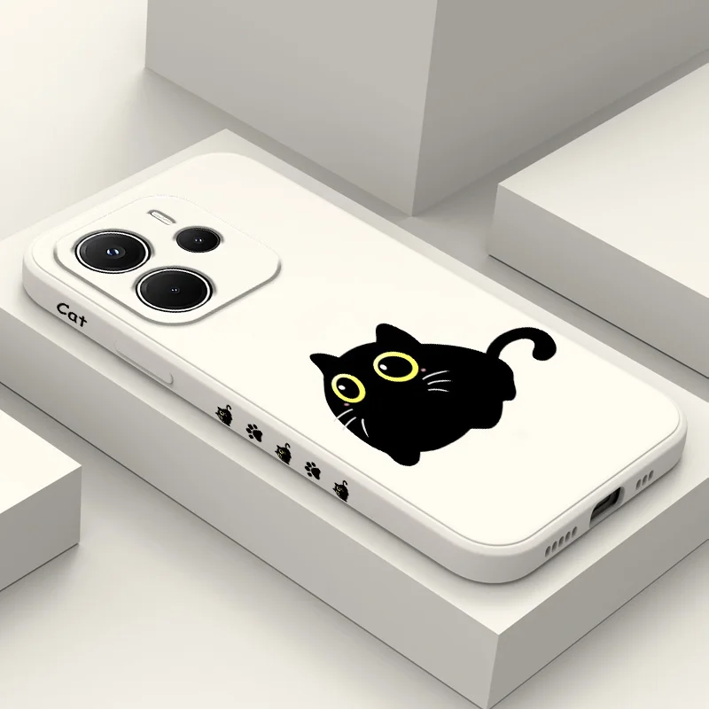 

Cute Chubby Cat Phone Case For Xiaomi Redmi Note 14 13 12 12S 11 11S 10 10S 9 9S 15 15C 14C Pro Plus 4G 5G Liquid Silicone Cover