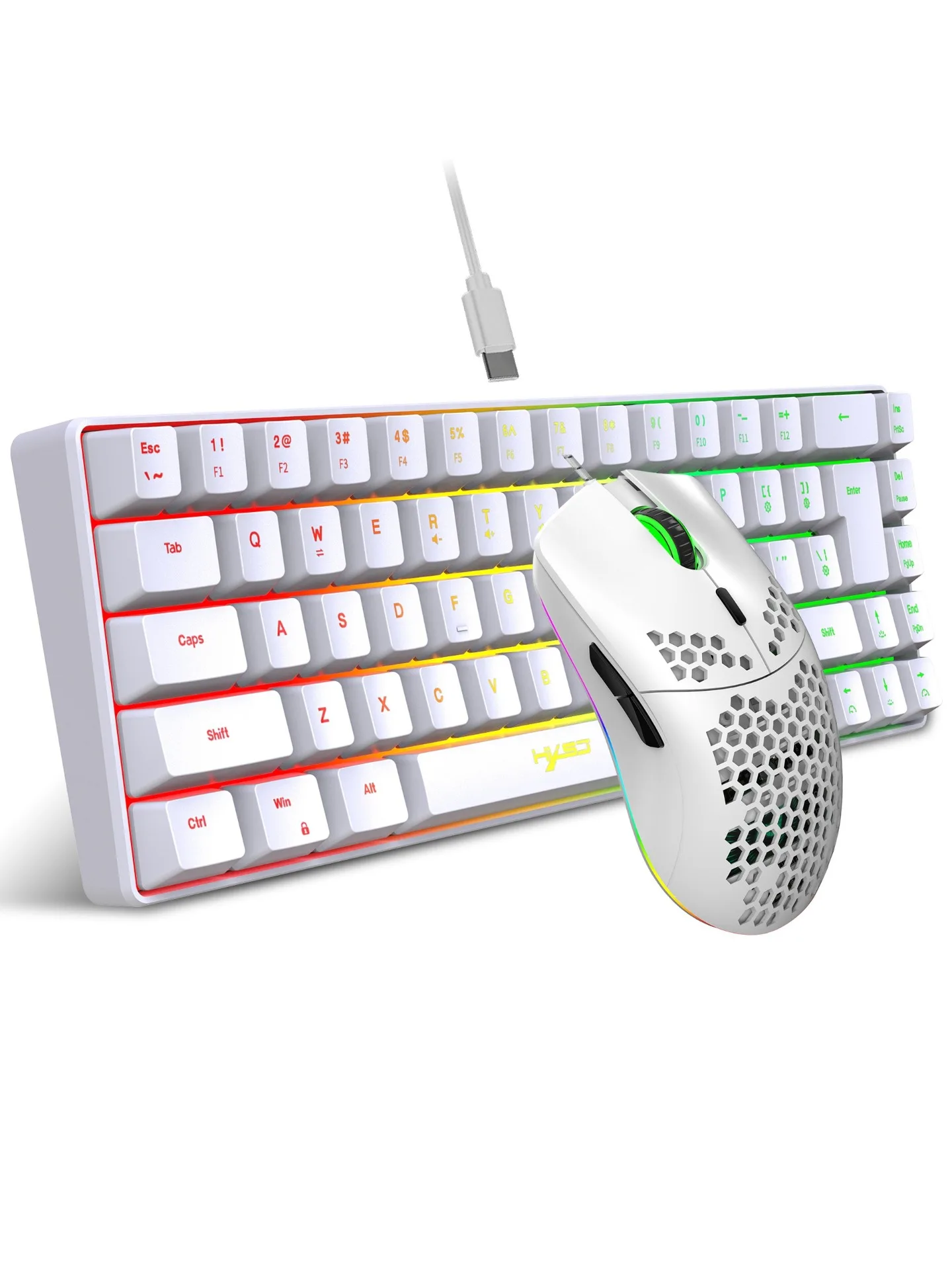 Klawiatura i mysz przewodowe 68-klawiszowe Membranowe Podświetlenie RGB 70% Zestaw Klawiatura i Mysz dla Graczy Kompletny Zestaw do PC Gamingowego Mobilador USB — zdjęcie produktu 7