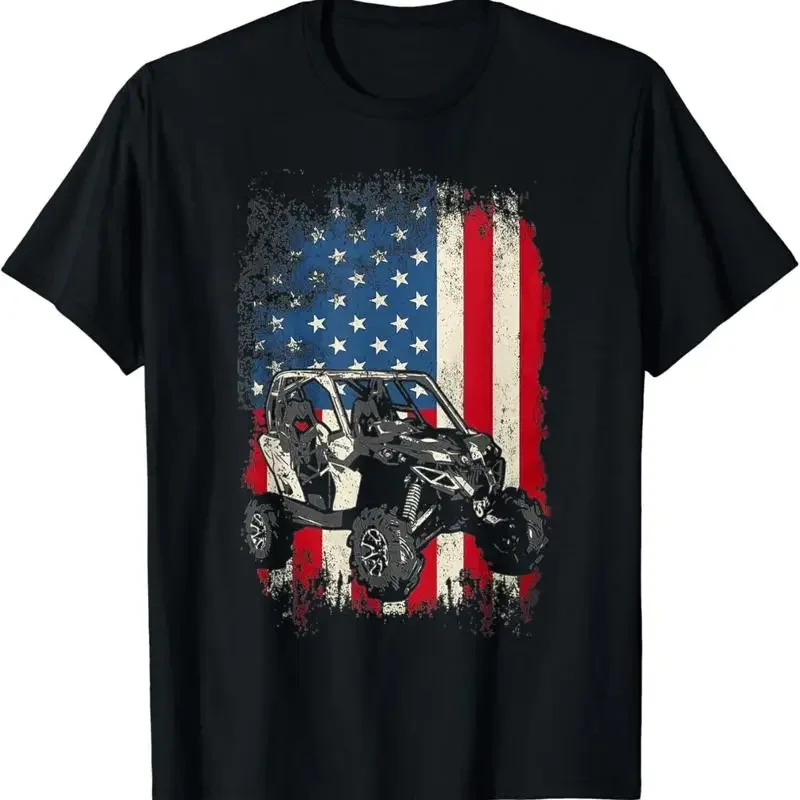 American Flag Atv Usa 4 Wheel Utv Muddin' Trail Riding T Shirt