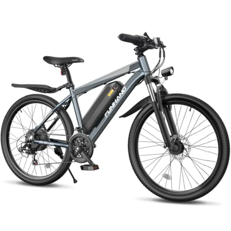 

Electric mountain bike for adults, aluminum alloy frame, matte black, 1000W peak power, 50-mile range, 20MPH speed, 26-inch whe