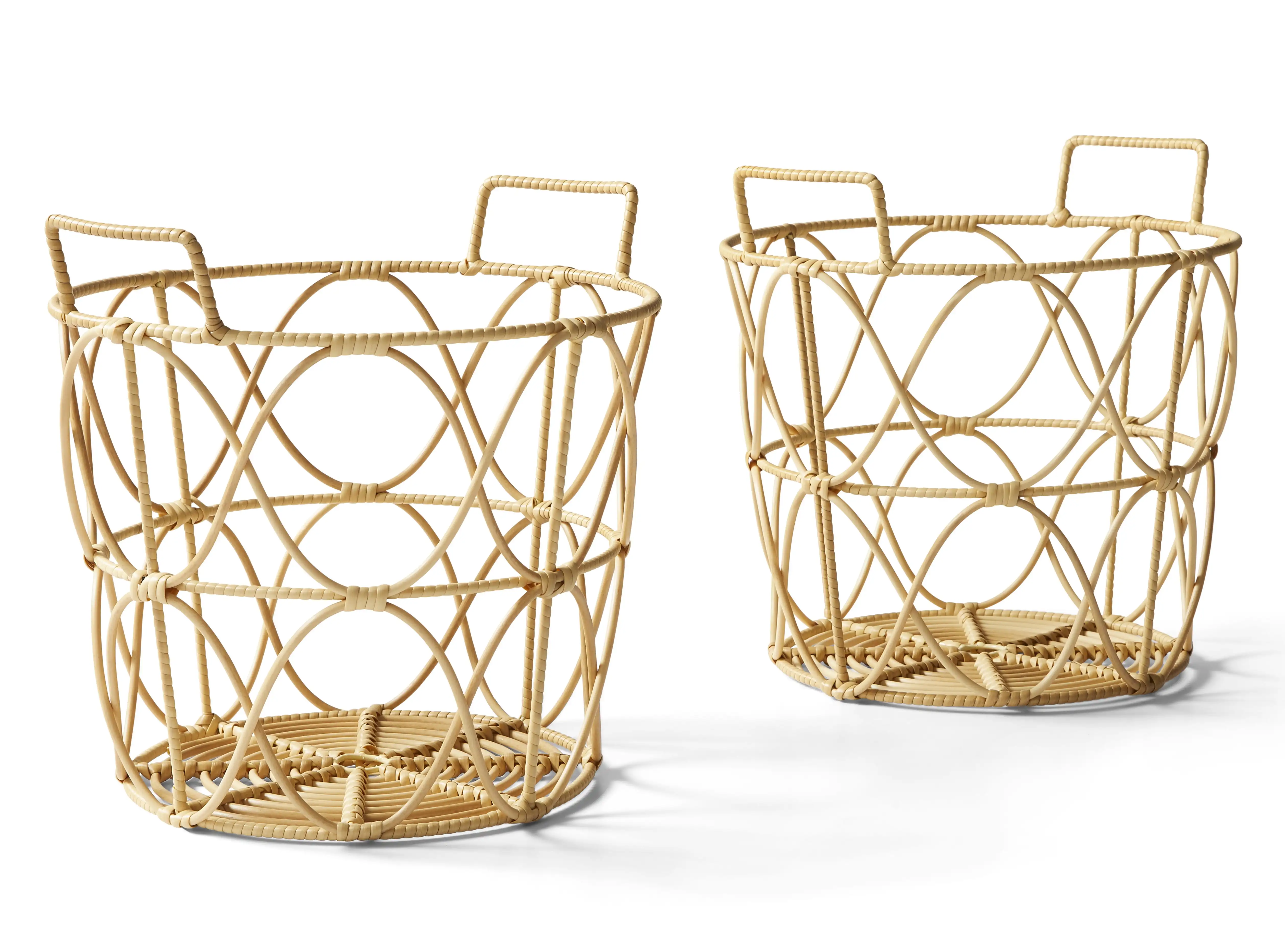 

Medium Poly Rattan Open Weave Storage Basket with Handles, 2 Piece Set
