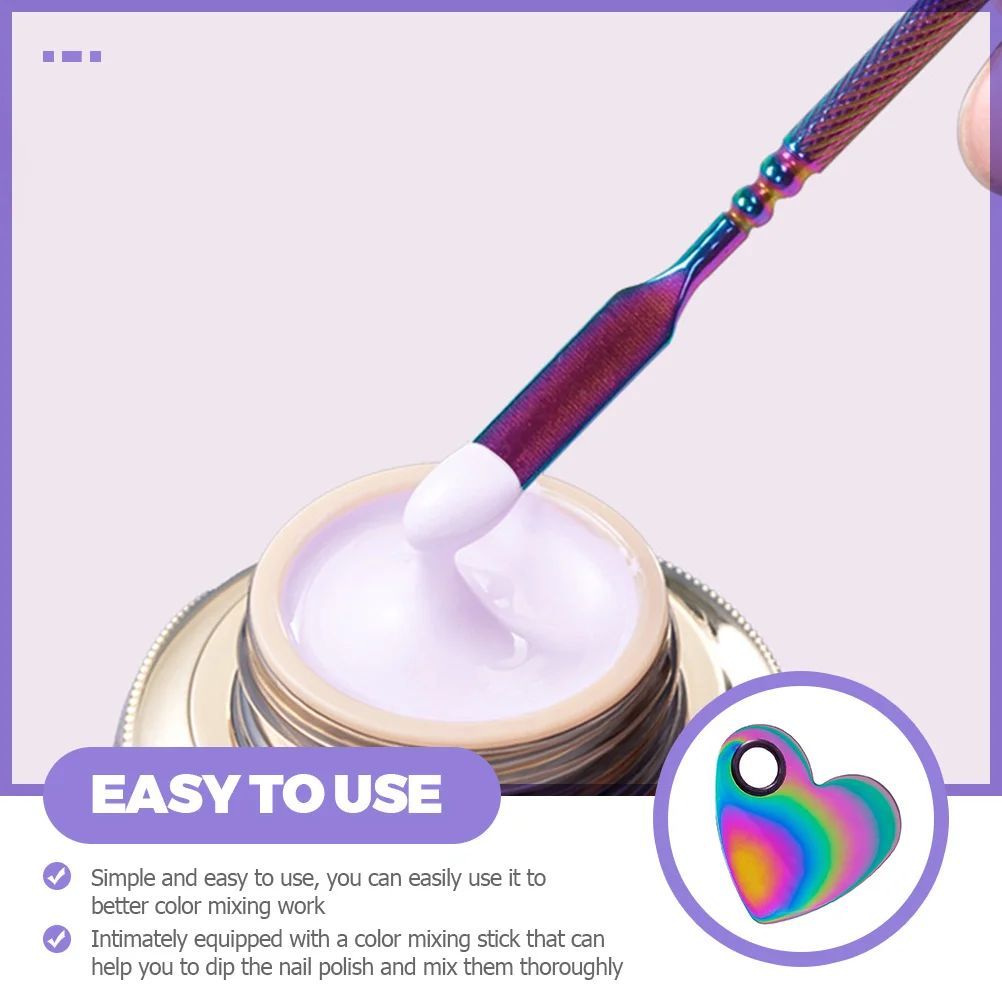

1 set 1 Set Heart Shaped Color Mixing Palette For Manicure Nail Art Makeup Tool Kit Spatula Mixing Pallets Accessories