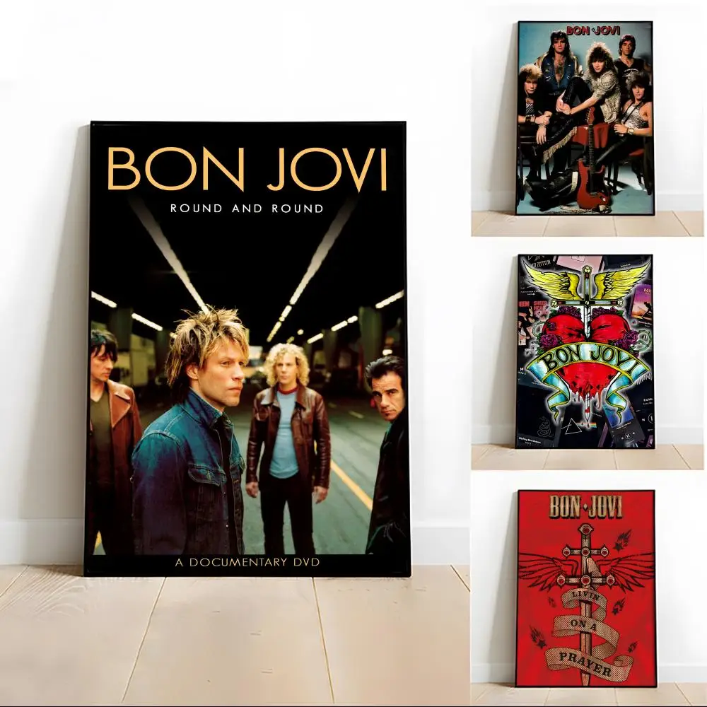 

Постер на холсте без рамы с изображением группы Hard Rock Band B-Bon Jovi, каллиграфия, HD-печать, современный эстетичный декор для дома, подарок