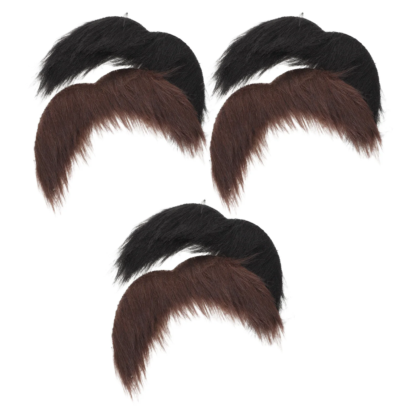 

6pcs Fake Beard Set Brown Black Realistic Stick-On Mustache Props For Halloween Masquerade Party Costume Dressing Up Accessories